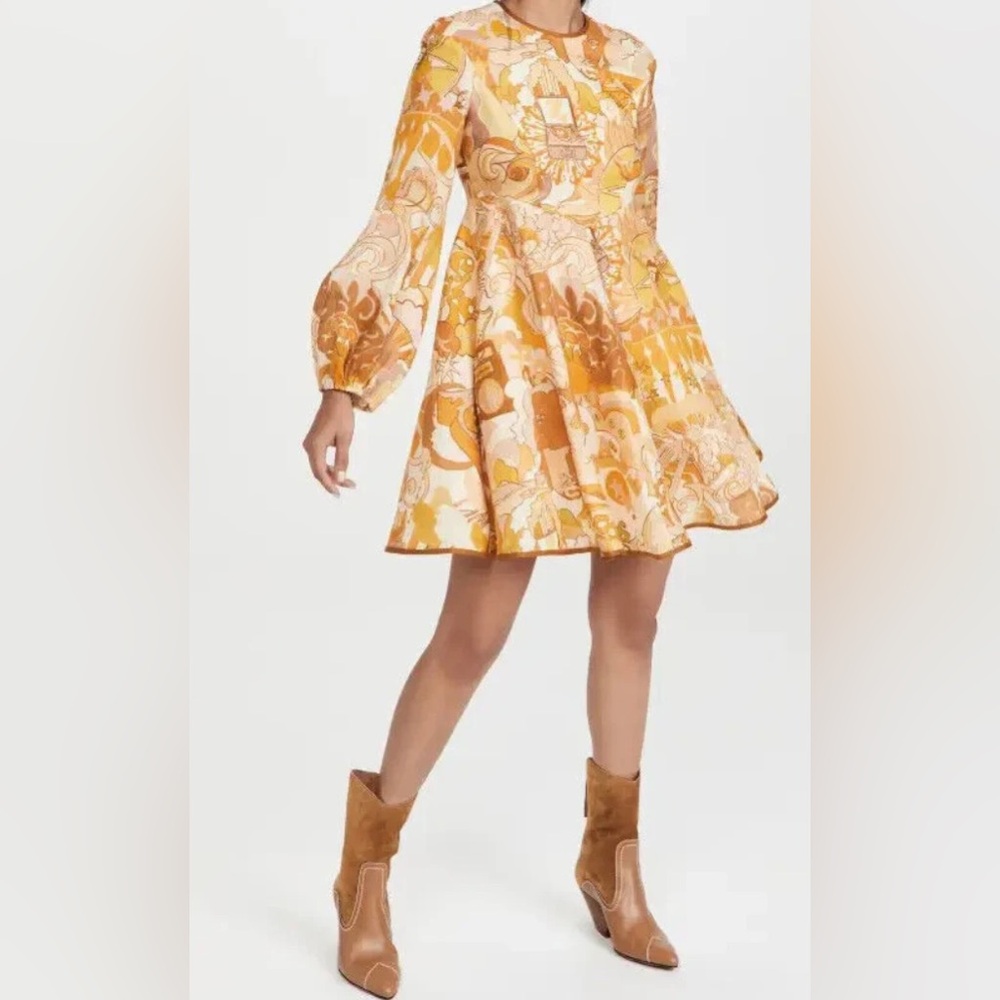 Zimmermann Orange and Cream Patterned Dress - Picture 2 of 12